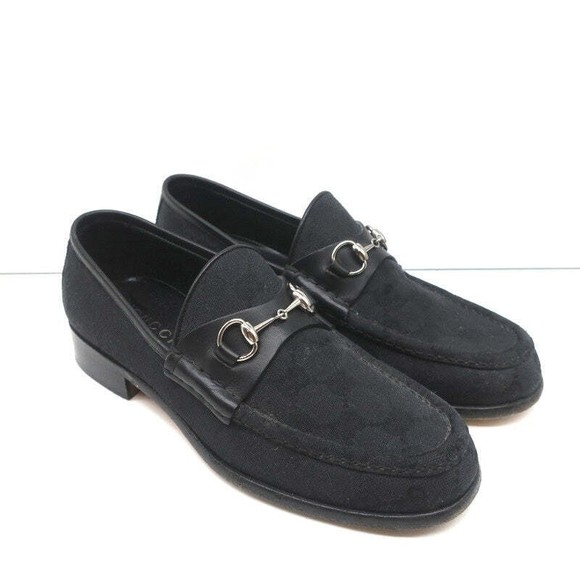 Gucci Shoes - Gucci GG Canvas Horsebit Loafers Black Size 7.5